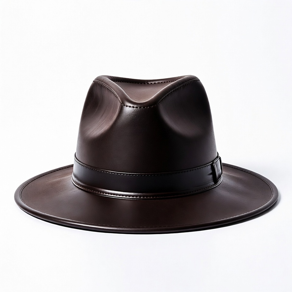 Brown leather fedora hat Brown leather fedora hat