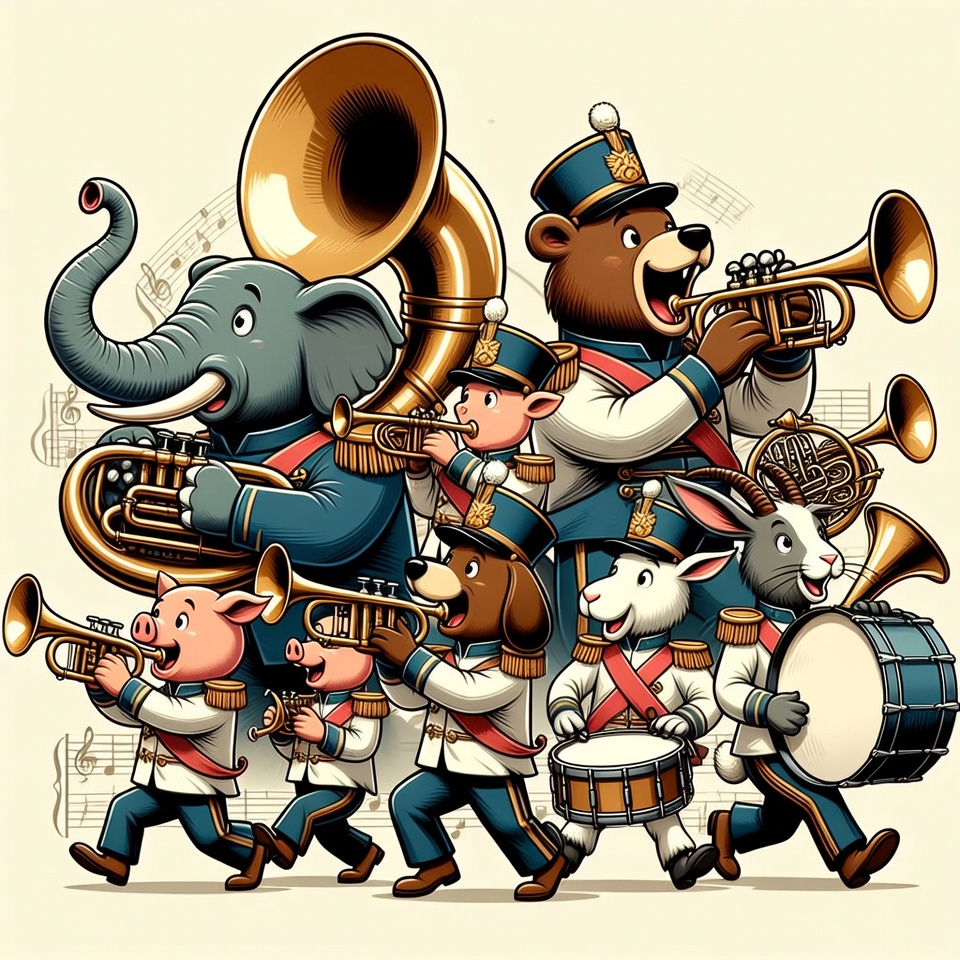 Cartoon Animals Marching Band Parade Cartoon Animals Marching Band Parade