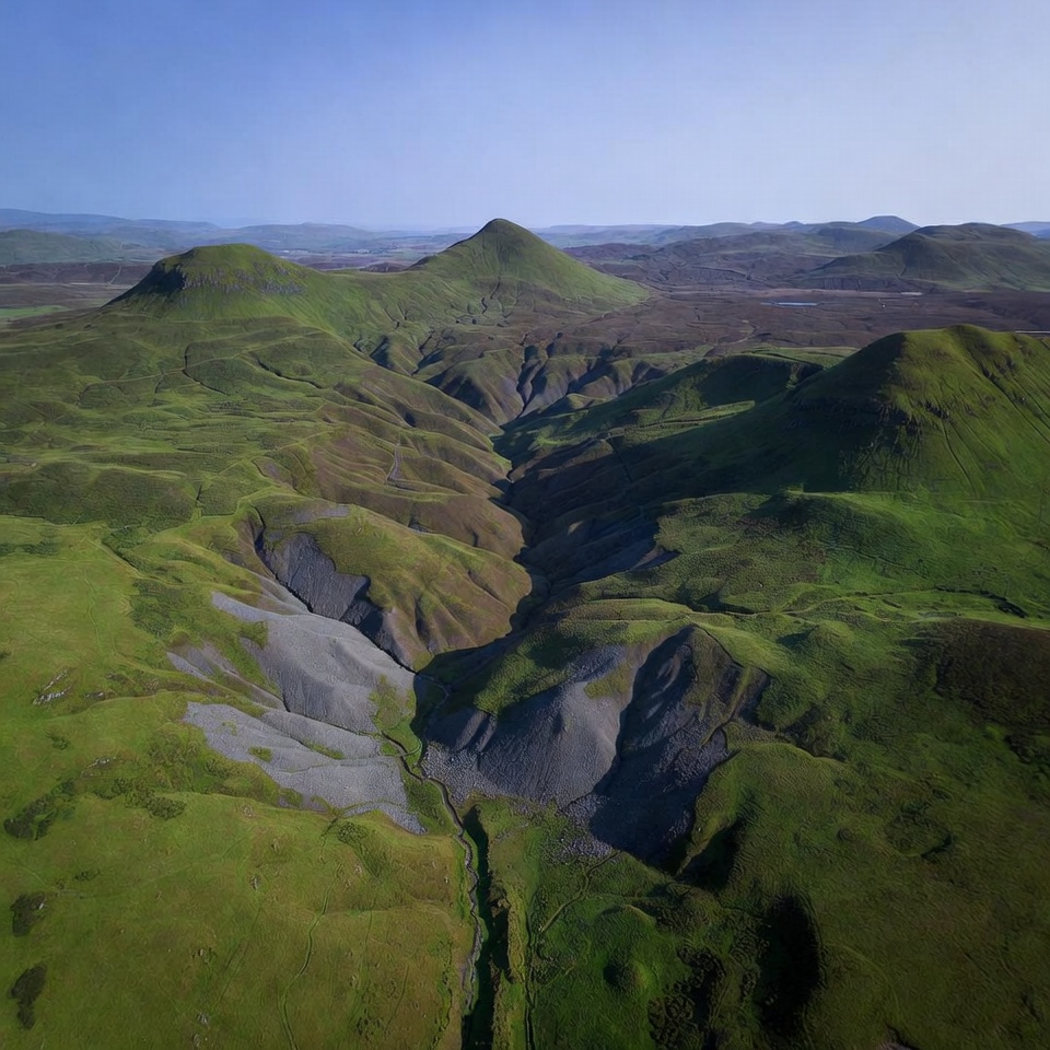 Green Rolling Hills Aerial Landscape Green Rolling Hills Aerial Landscape
