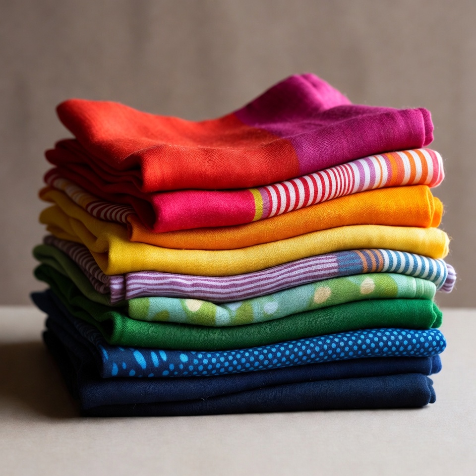 Stack of colorful folded clothes Stack of colorful folded clothes