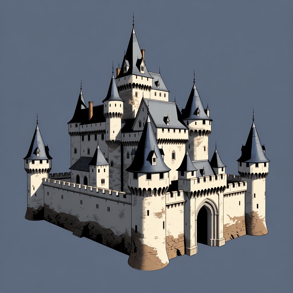 Medieval White Castle with Towers Medieval White Castle with Towers