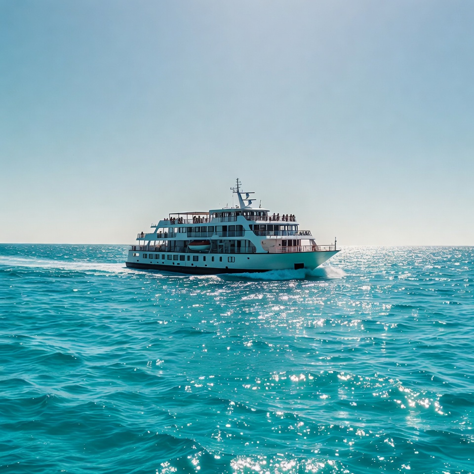 White Cruise Ship Sailing on Ocean White Cruise Ship Sailing on Ocean