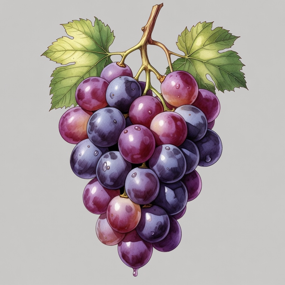 Purple grape cluster illustration Purple grape cluster illustration