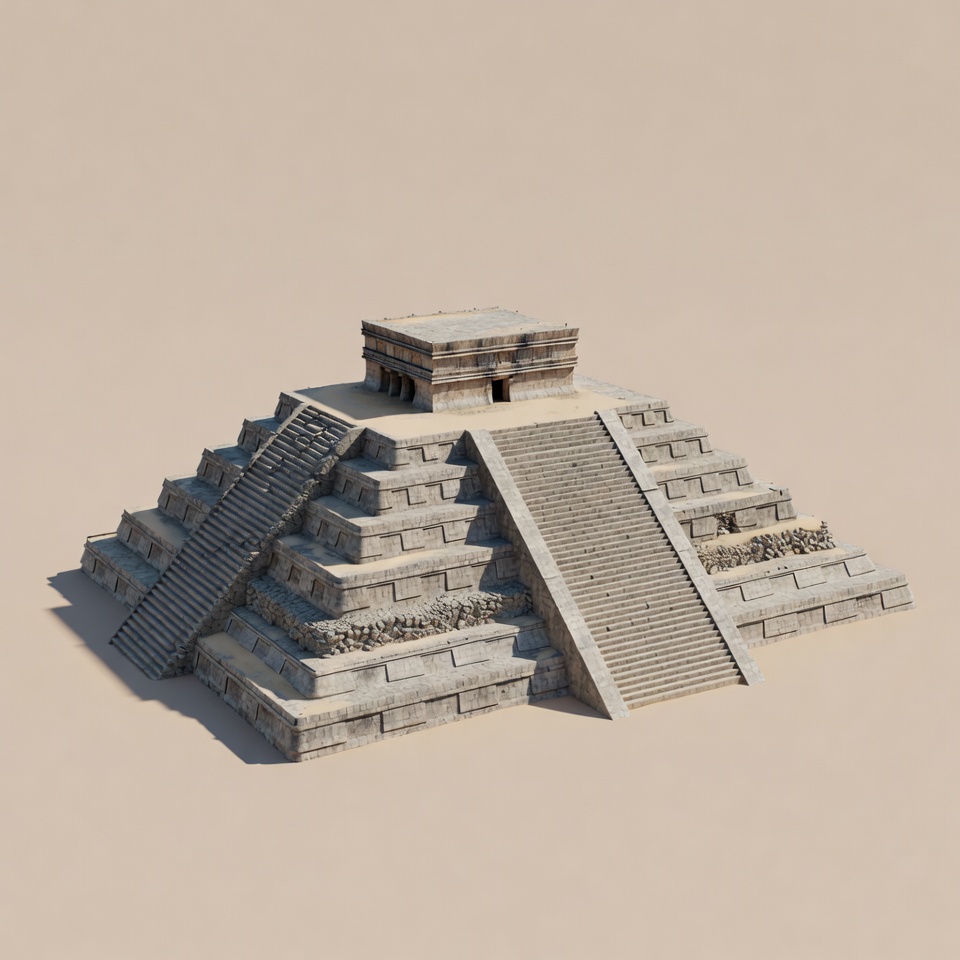 Mayan Pyramid on Sandy Background Mayan Pyramid on Sandy Background