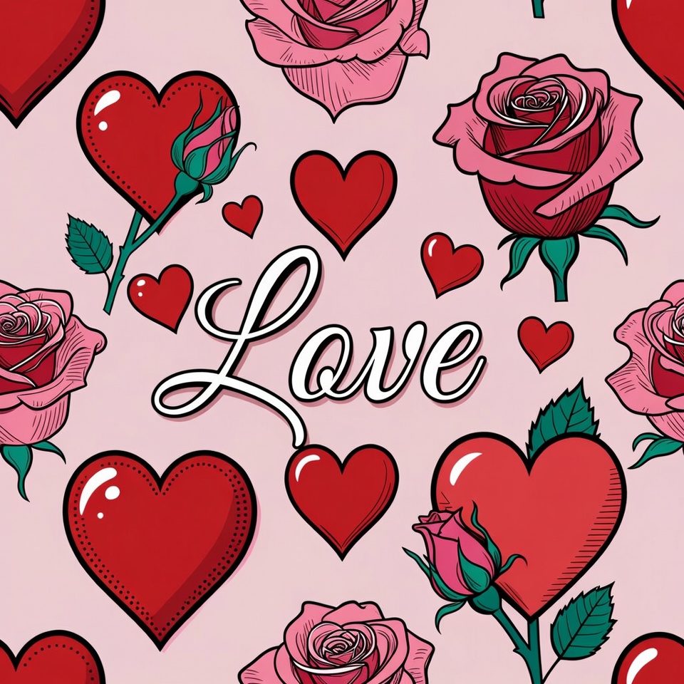 Love Hearts and Roses Pattern Love Hearts and Roses Pattern