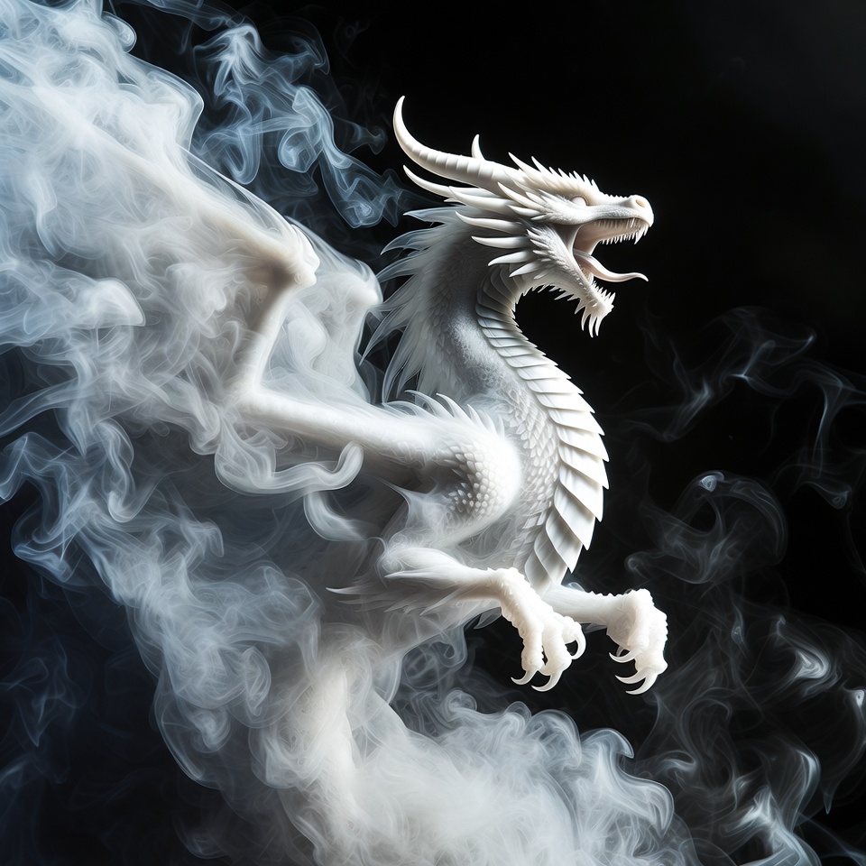 White Dragon Roaring in Smoke White Dragon Roaring in Smoke