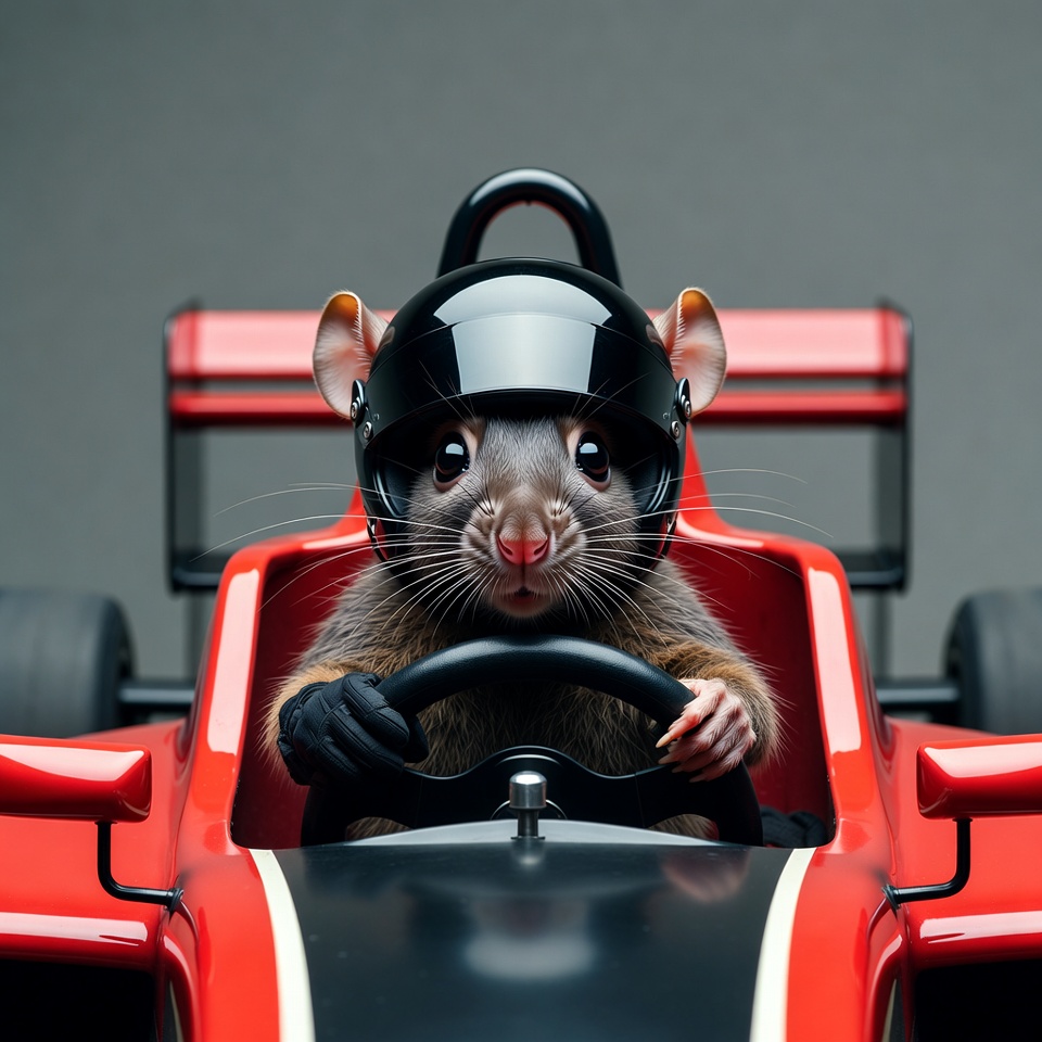 Rat driving red race car Rat driving red race car