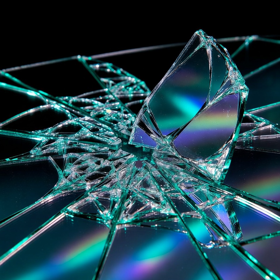 Broken Glass Shards on Black Broken Glass Shards on Black