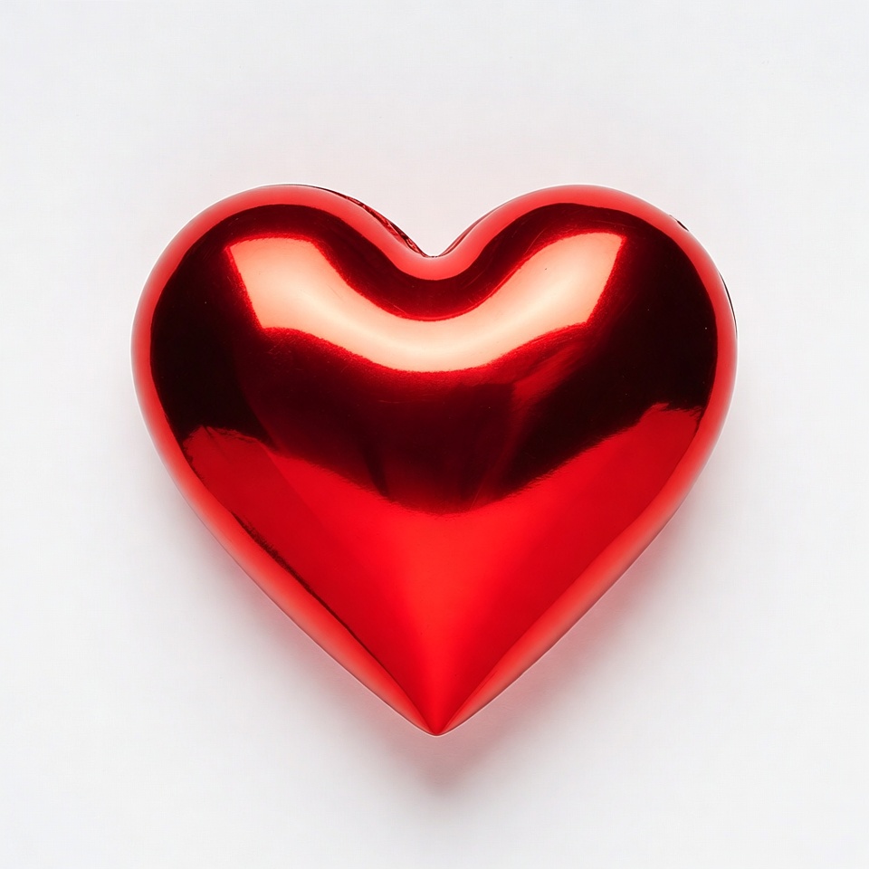 Shiny Red Heart on White Shiny Red Heart on White