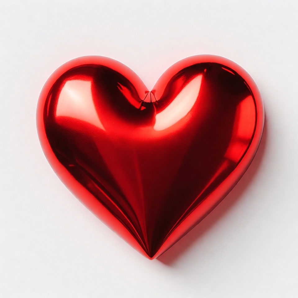 Shiny Red Heart on White Shiny Red Heart on White