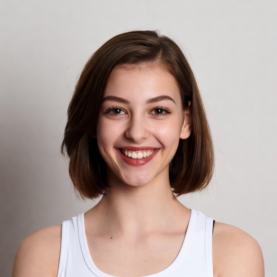 Smiling young woman in white tank top Smiling young woman in white tank top