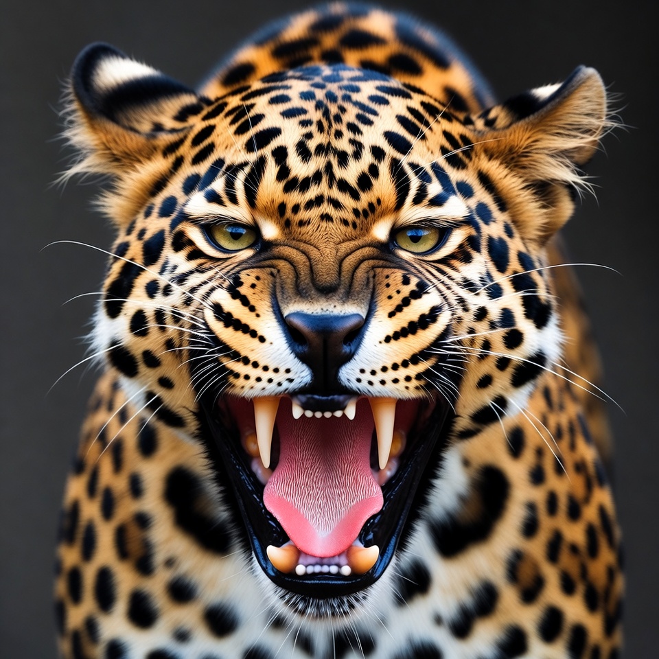 Roaring Leopard Close-Up Roaring Leopard Close-Up