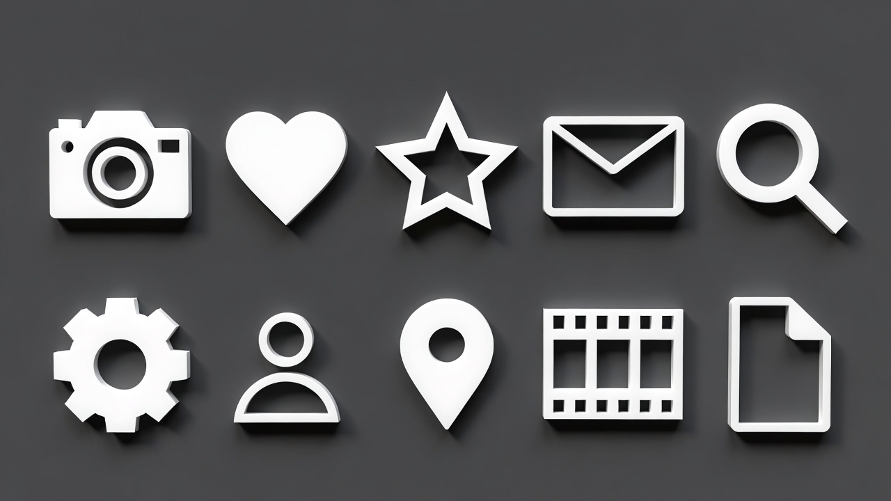 White 3D Social Media Icons Set White 3D Social Media Icons Set