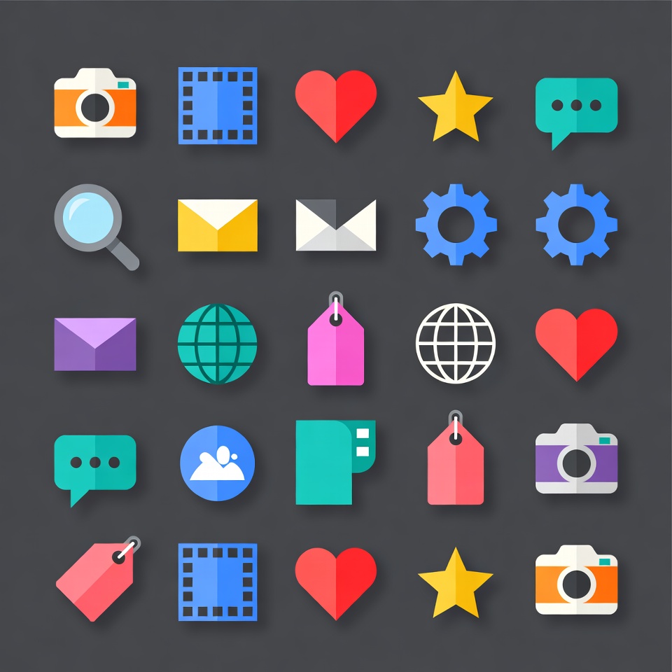 Flat Social Media Icons Set Flat Social Media Icons Set