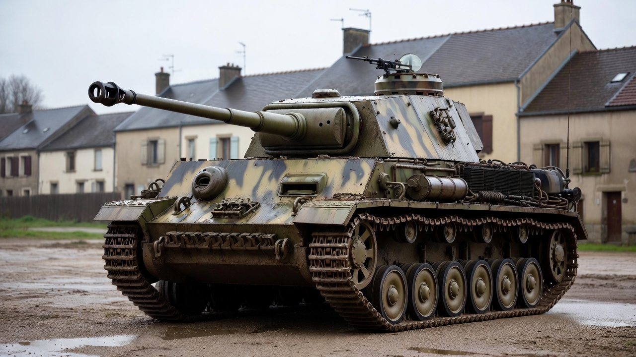 Panzer IV Tank in French Village Panzer IV Tank in French Village