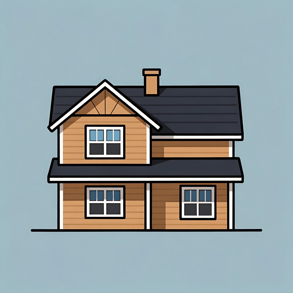 Two-Story Wooden House Illustration Two-Story Wooden House Illustration