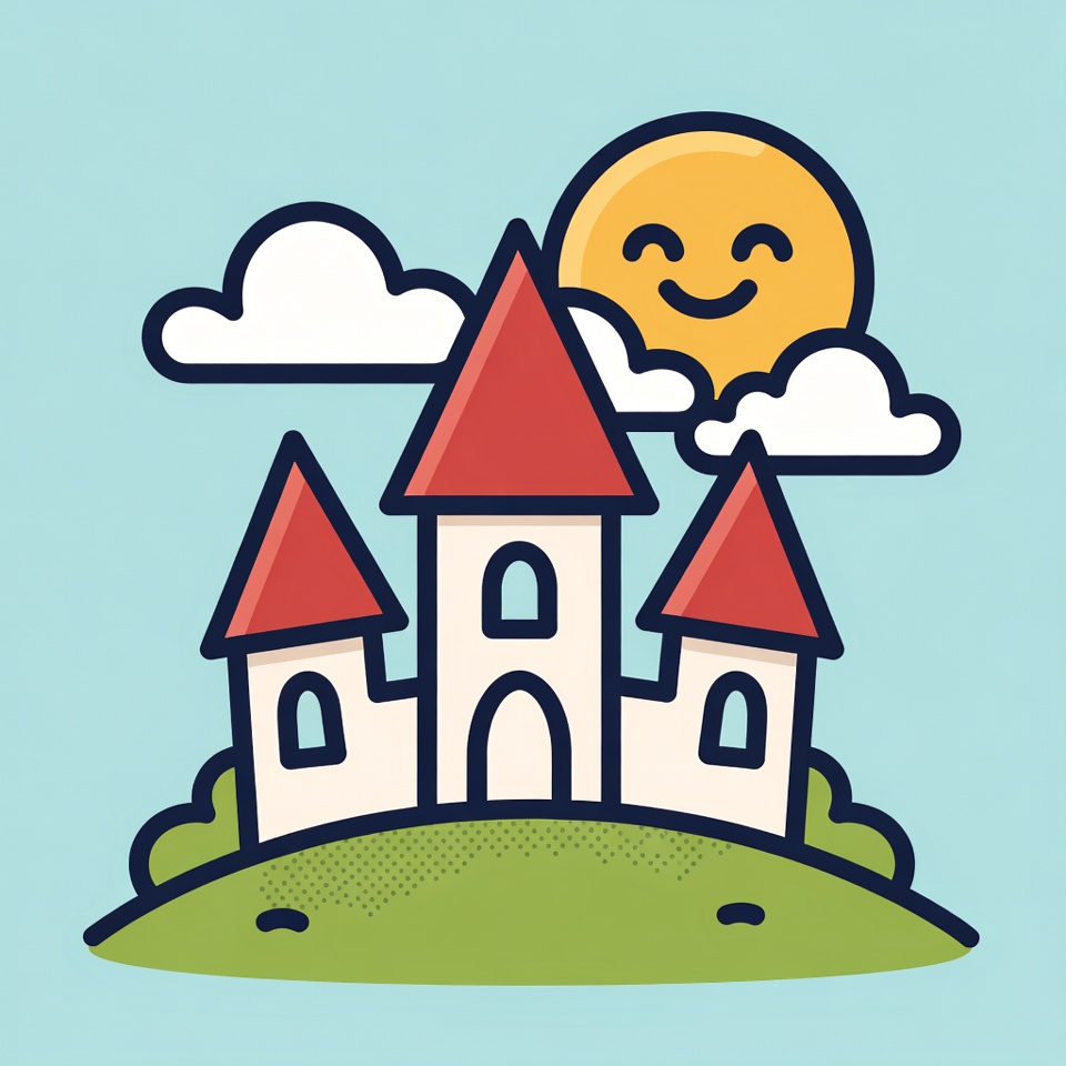 Castle on hill under smiling sun Castle on hill under smiling sun