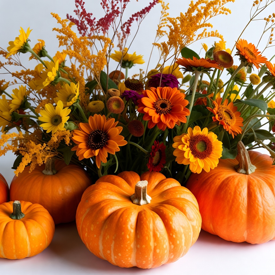 Autumn Pumpkins and Flowers Bouquet Autumn Pumpkins and Flowers Bouquet