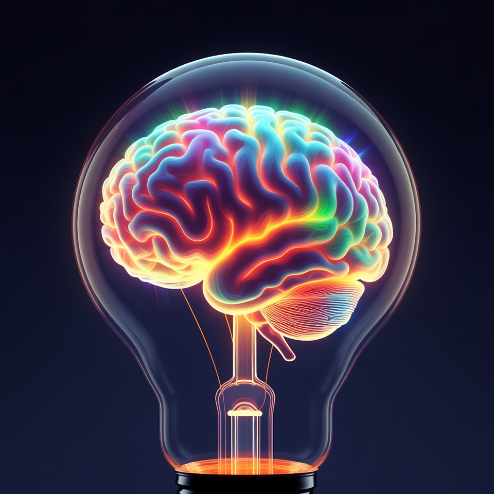 Colorful Brain Inside Lightbulb Colorful Brain Inside Lightbulb