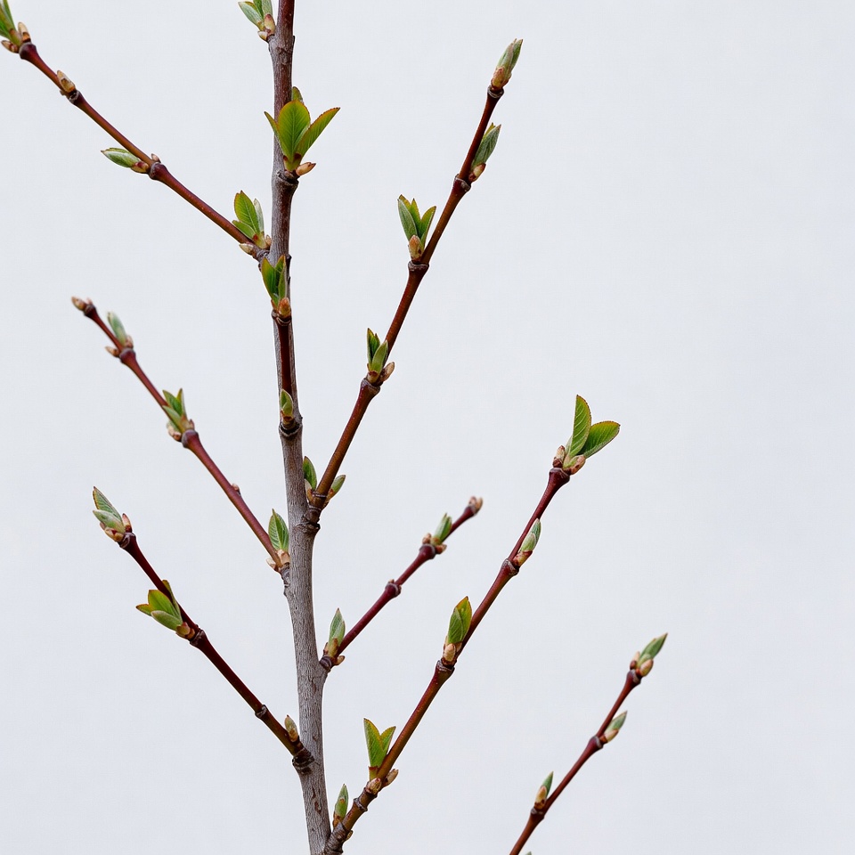 Red twig with fresh green buds Red twig with fresh green buds