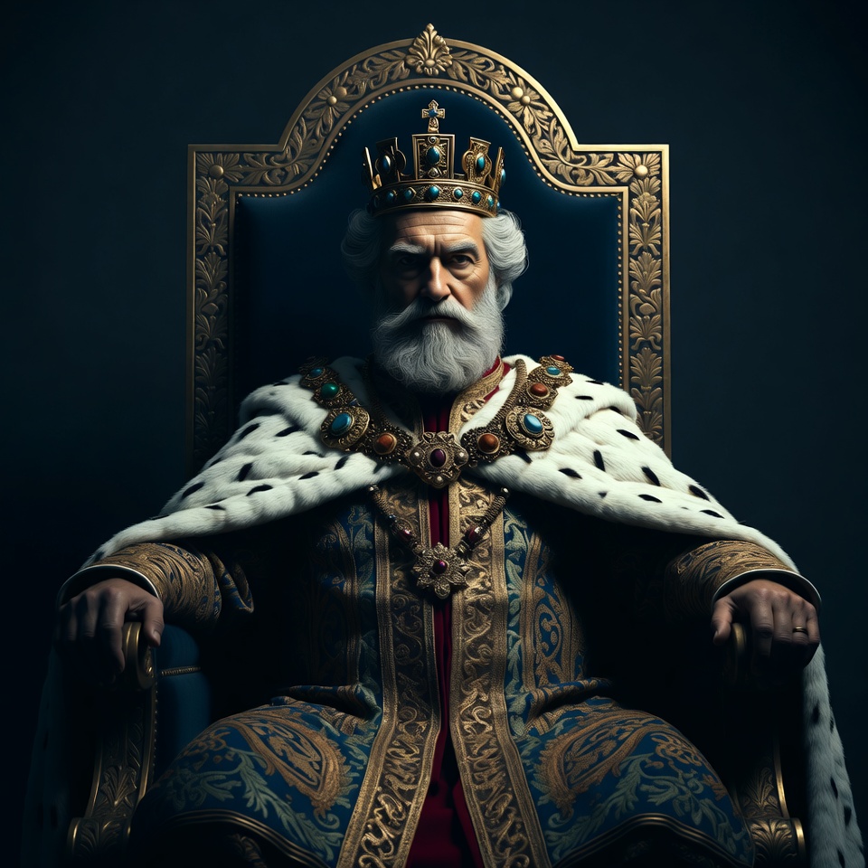 Elderly king on golden throne Elderly king on golden throne