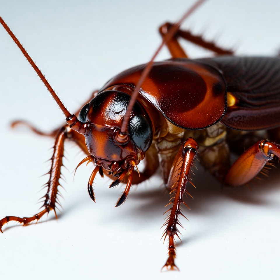 Close-up American Cockroach on White Close-up American Cockroach on White