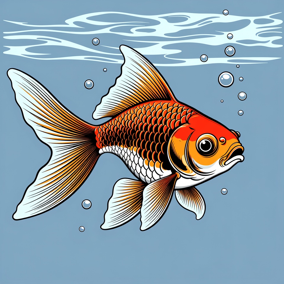 Goldfish swimming underwater illustration Goldfish swimming underwater illustration