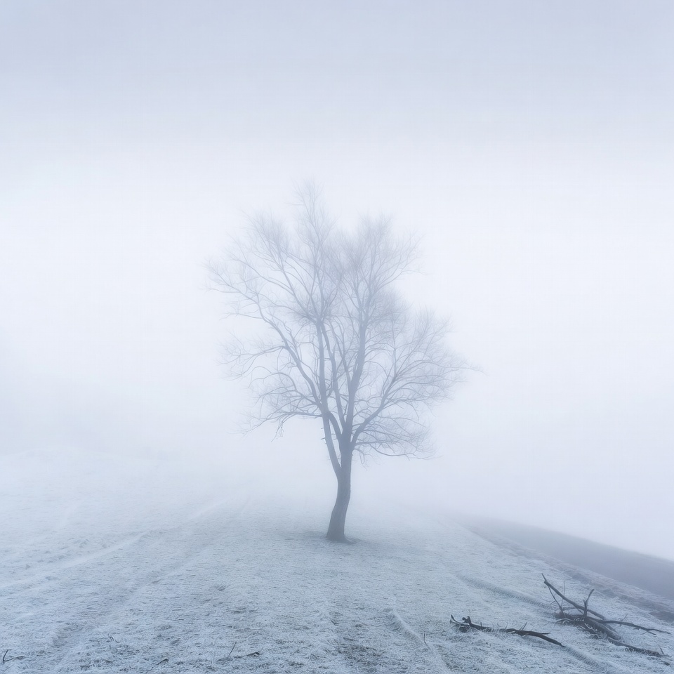 Lonely Tree in Snowy Fog Lonely Tree in Snowy Fog