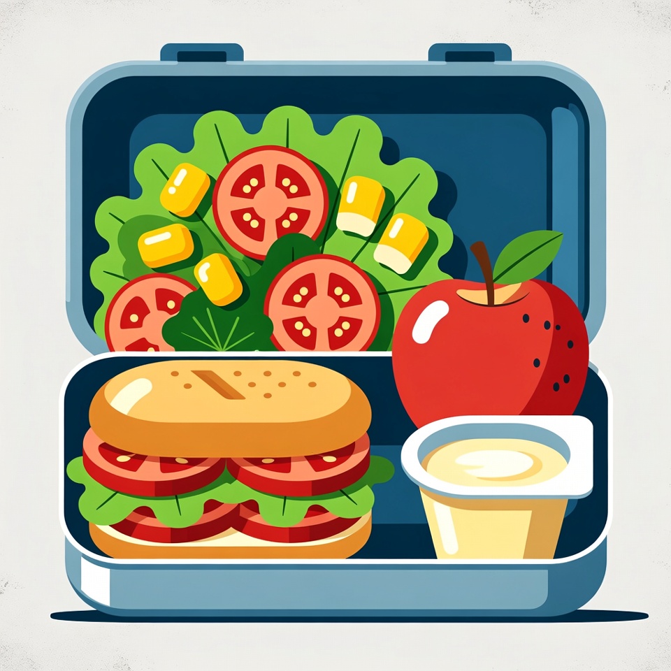 Open Lunchbox with Sandwich and Apple Open Lunchbox with Sandwich and Apple