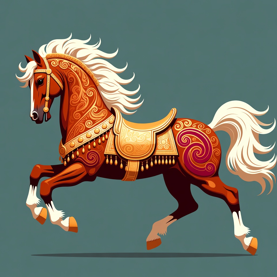Ornate Golden Horse Galloping Ornate Golden Horse Galloping