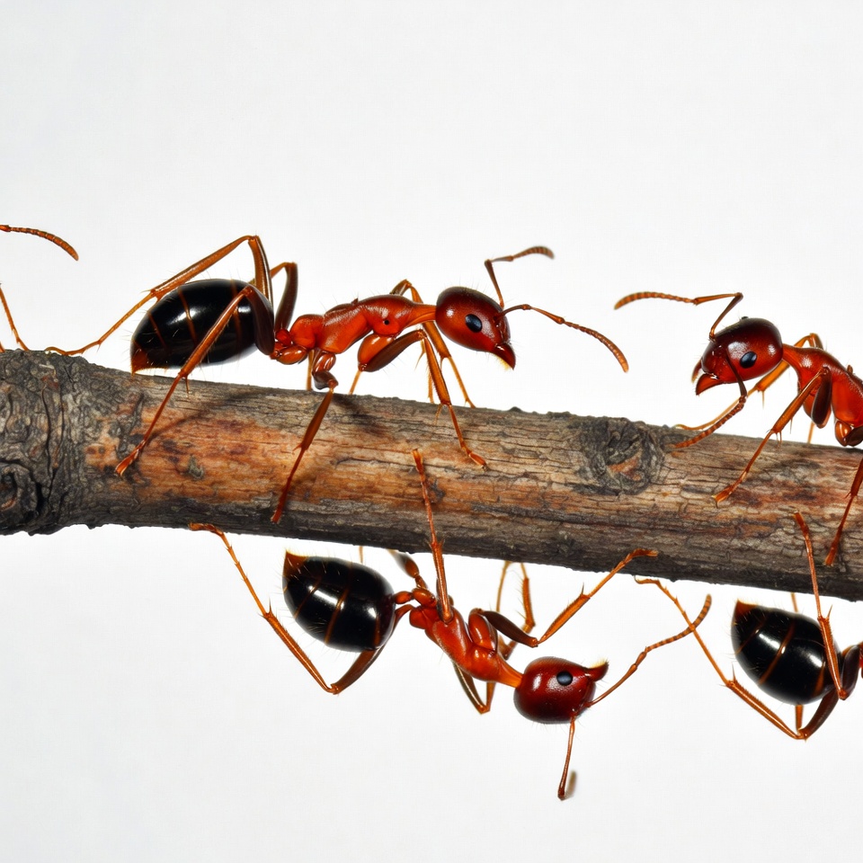 Red ants crawling on branch Red ants crawling on branch