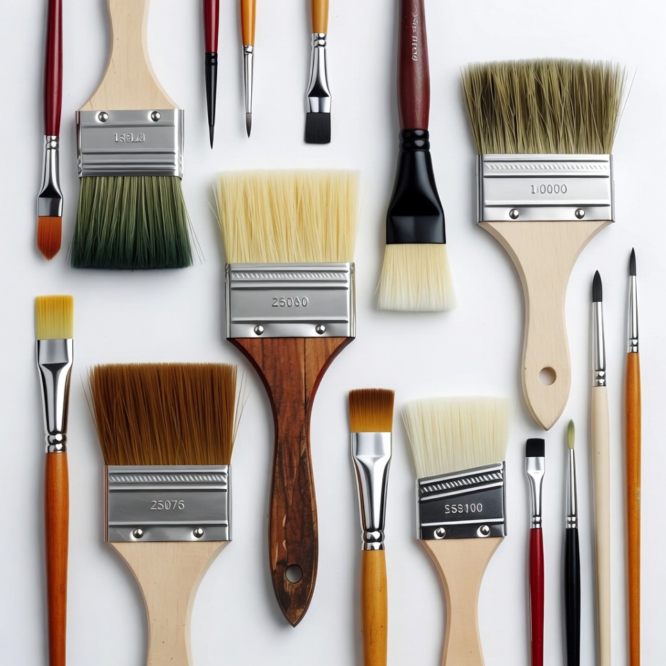 Variety of Paintbrushes on White Background Variety of Paintbrushes on White Background