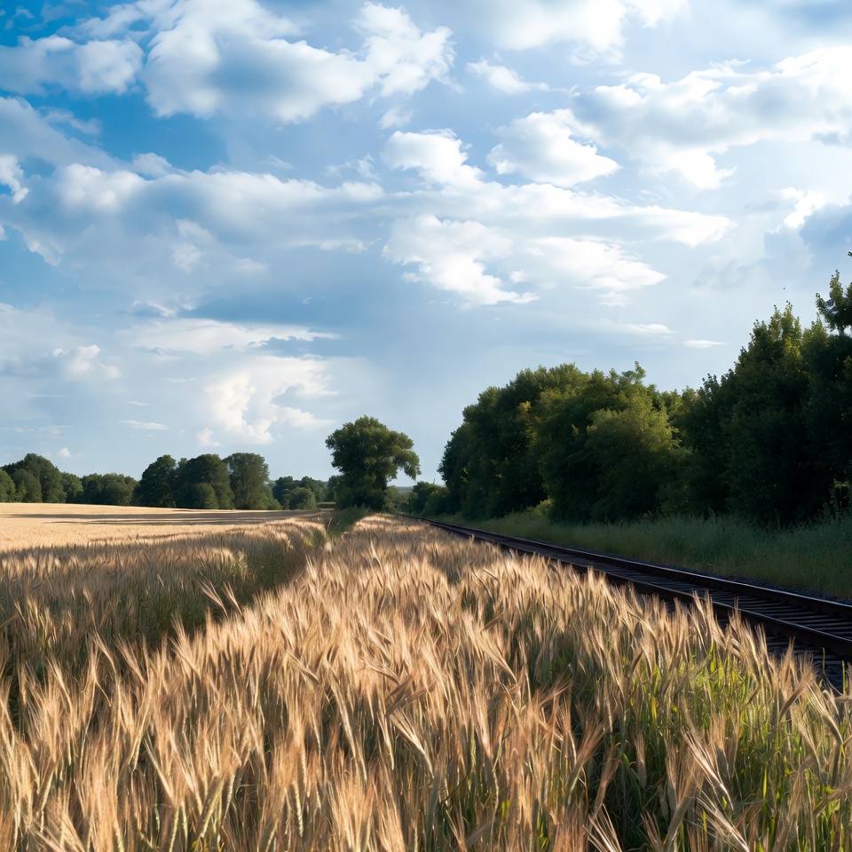 Wheat Field Along Railroad Tracks Wheat Field Along Railroad Tracks