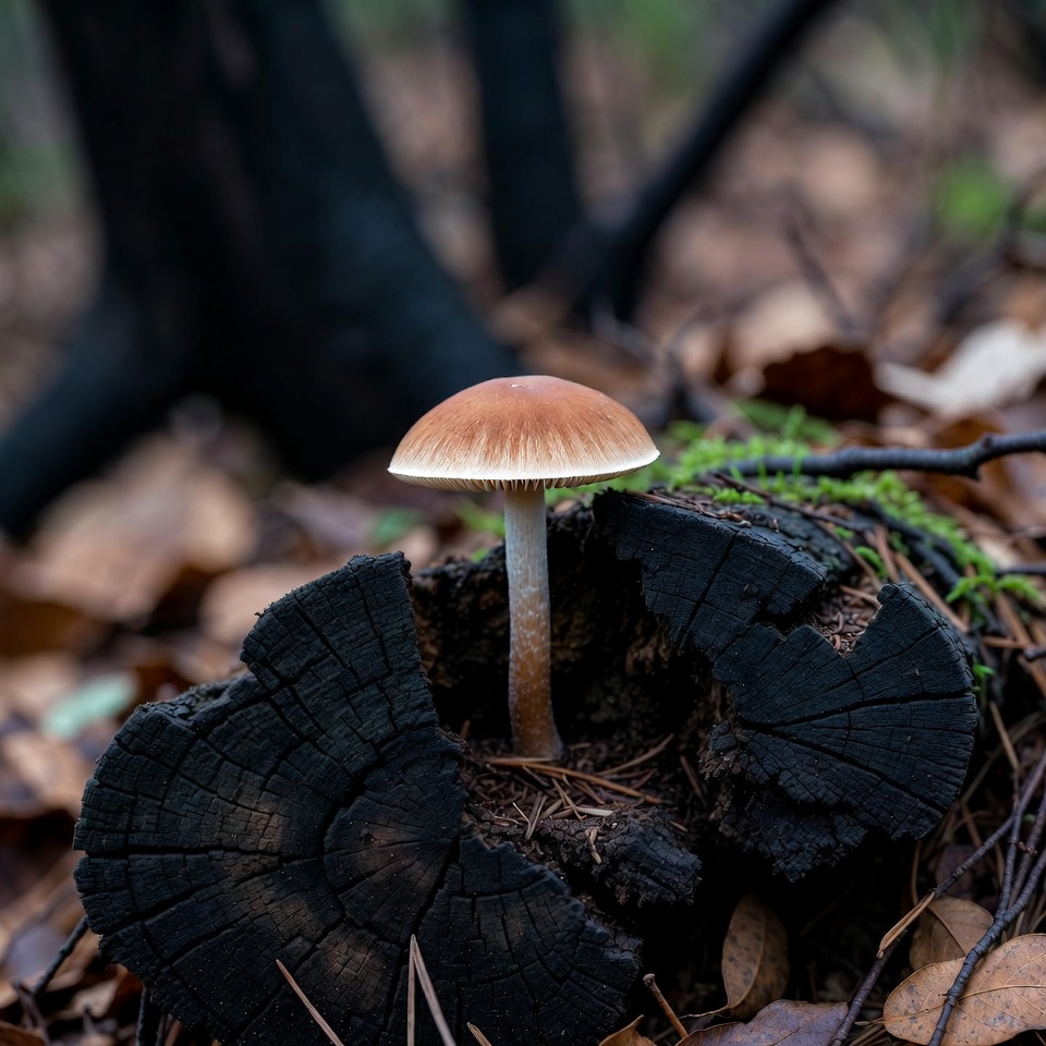 Brown Mushroom on Forest Log Brown Mushroom on Forest Log