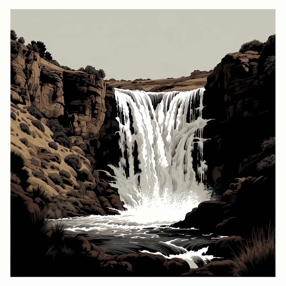 Waterfall in rocky canyon Waterfall in rocky canyon