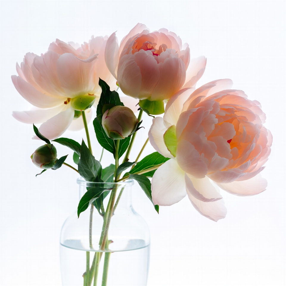 Pink Peonies in Glass Vase Pink Peonies in Glass Vase