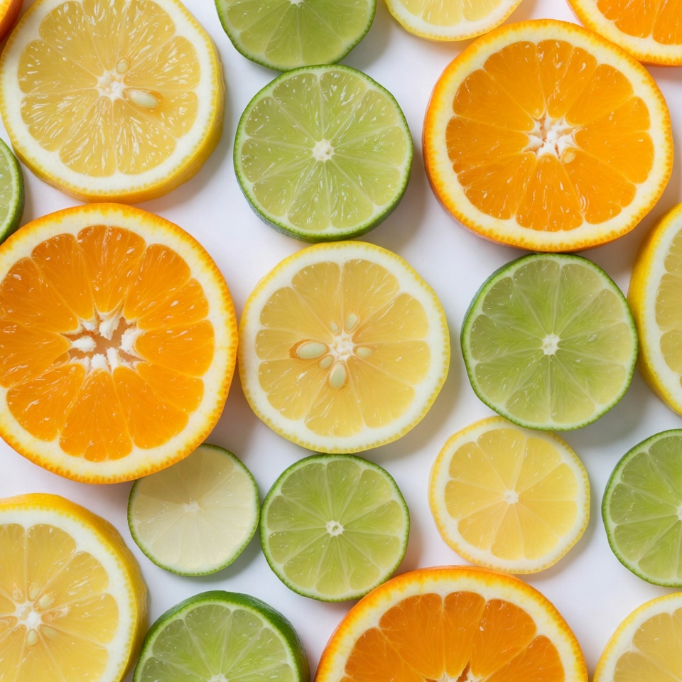 Sliced Oranges and Limes on White Sliced Oranges and Limes on White