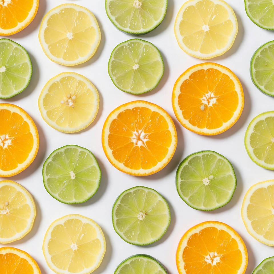 Sliced Oranges and Limes on White Sliced Oranges and Limes on White