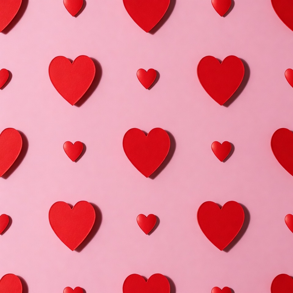Red hearts on pink background Red hearts on pink background