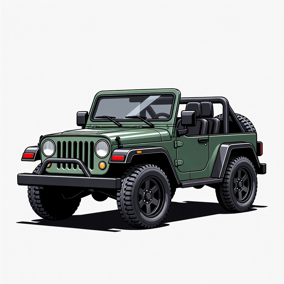 Green Jeep Wrangler illustration Green Jeep Wrangler illustration