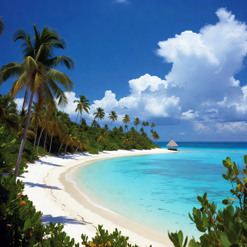 Tropical beach with palm trees Tropical beach with palm trees