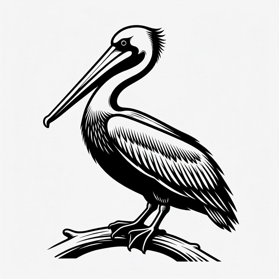 Pelican perched on branch Pelican perched on branch