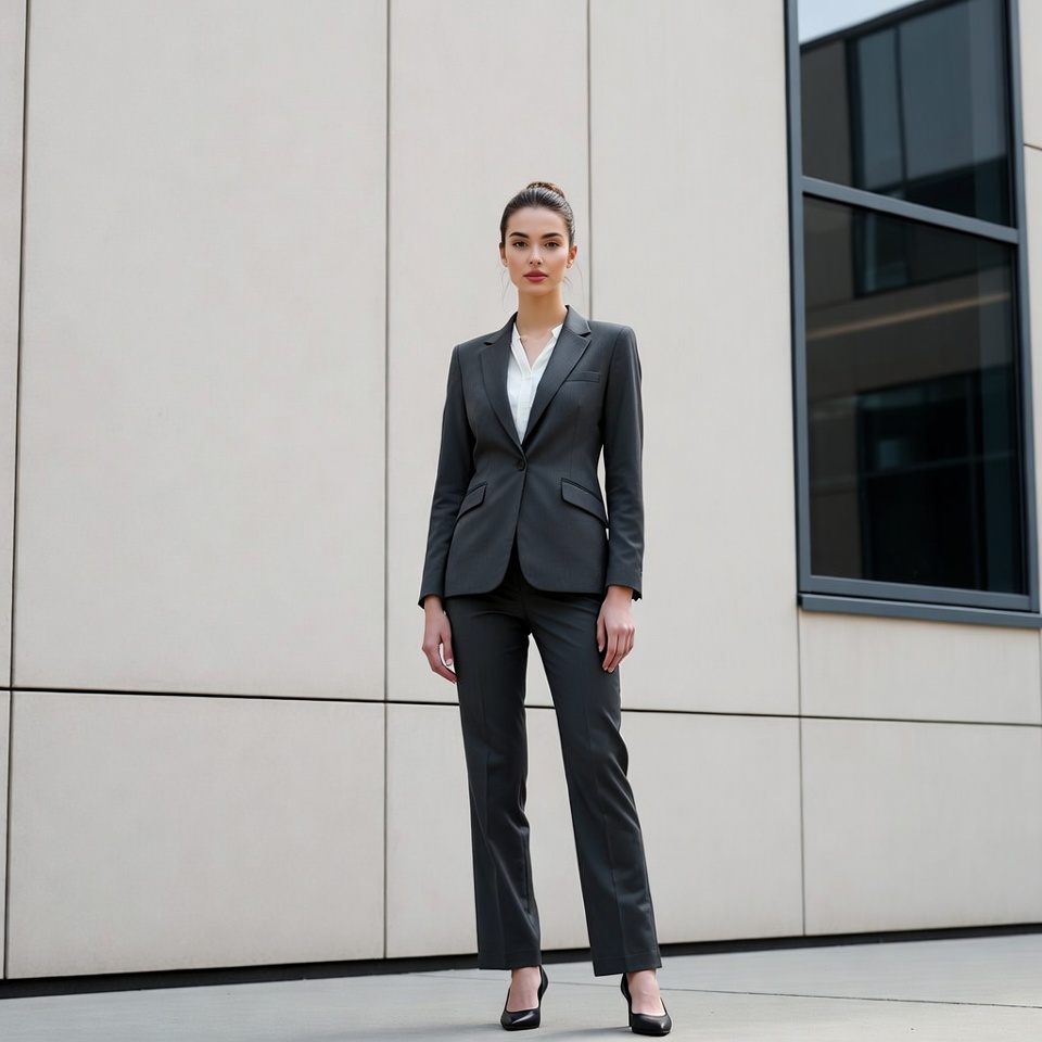 Woman in gray business suit Woman in gray business suit
