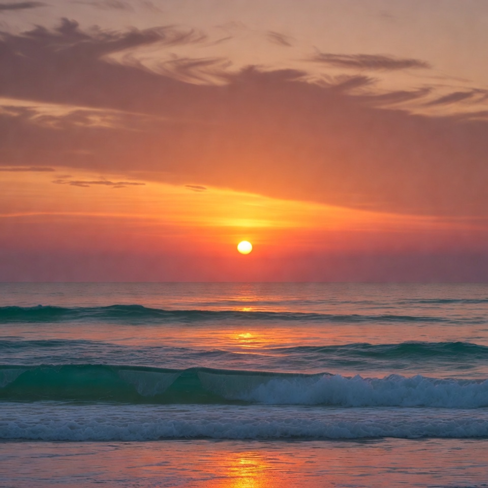 Sunset over ocean waves Sunset over ocean waves