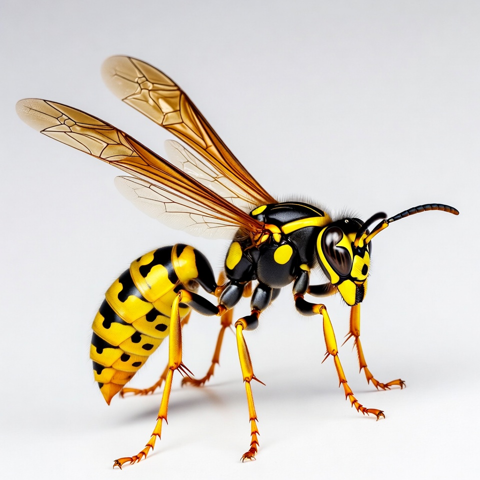 Yellow Jacket Wasp on White Background Yellow Jacket Wasp on White Background