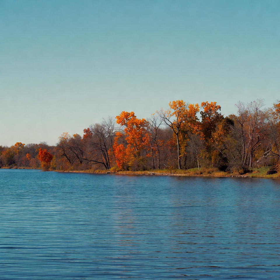 Autumn Trees by Blue Lake Autumn Trees by Blue Lake