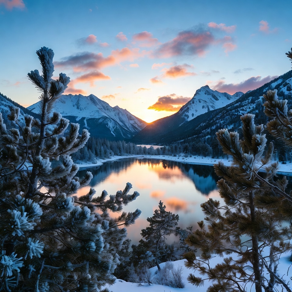Snowy Mountains Lake at Sunrise Snowy Mountains Lake at Sunrise