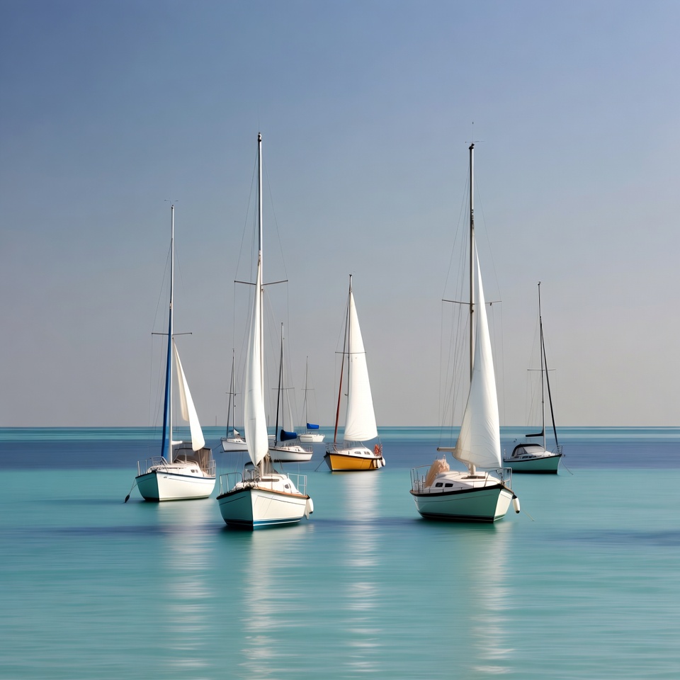 Sailboats on Calm Turquoise Water Sailboats on Calm Turquoise Water