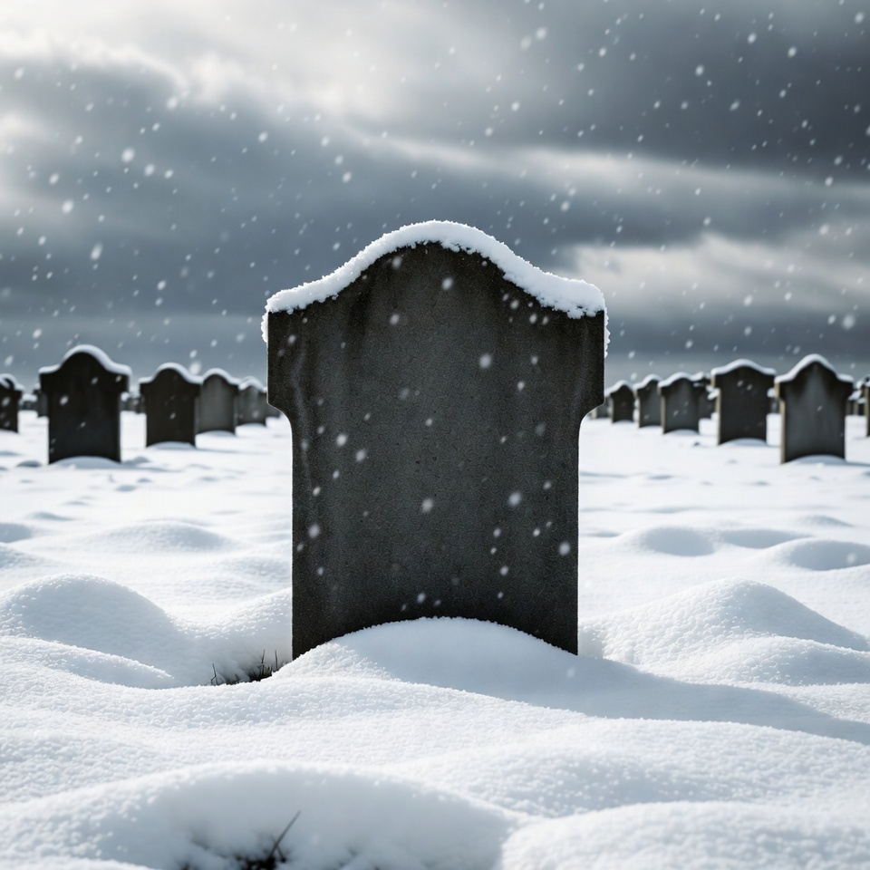 Snowy Graveyard Tombstones in Winter Snowy Graveyard Tombstones in Winter