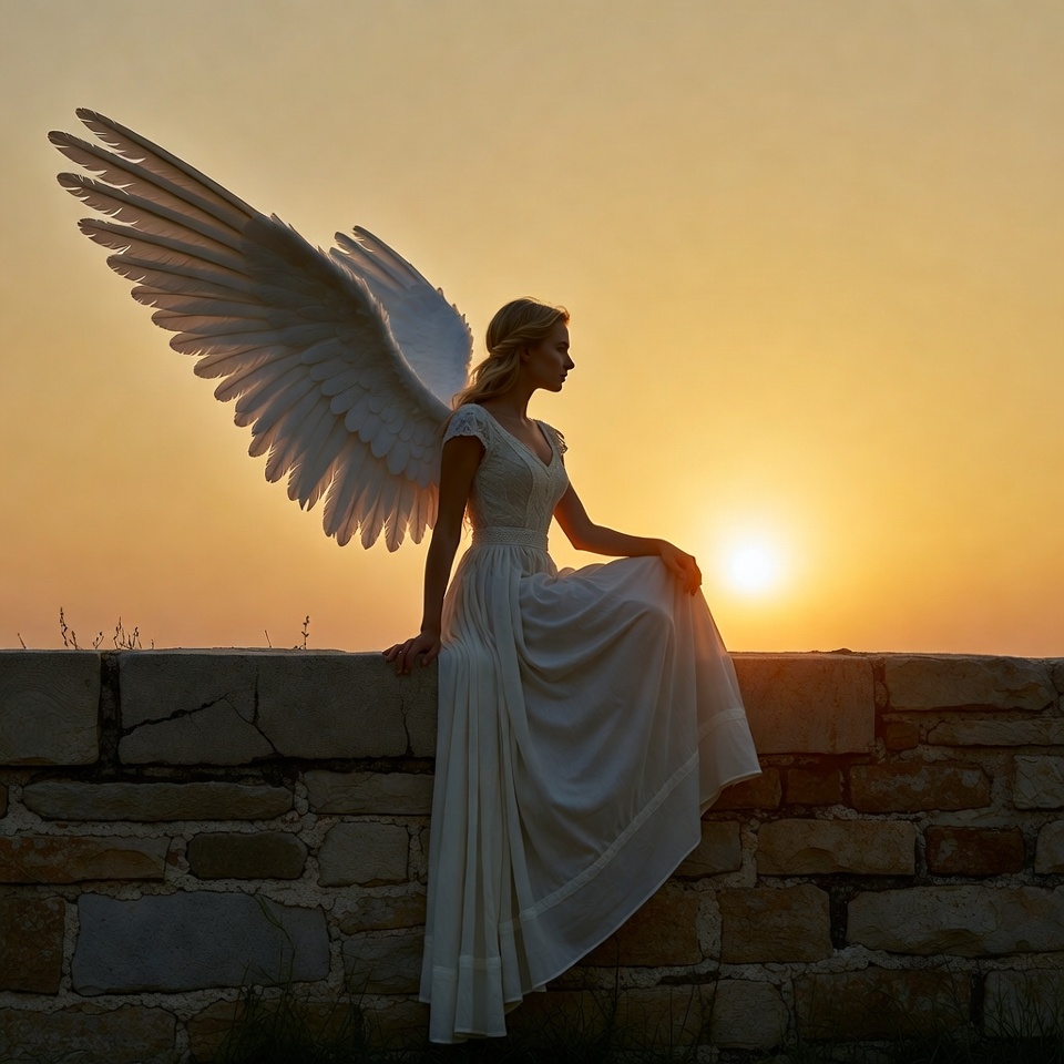 Blonde Angel Woman on Sunset Wall Blonde Angel Woman on Sunset Wall